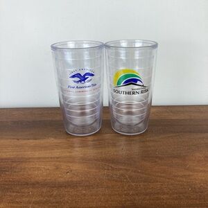Lot Of 2 Tervis 16 oz Tumbler First American And Southern Risk Patch No Lid